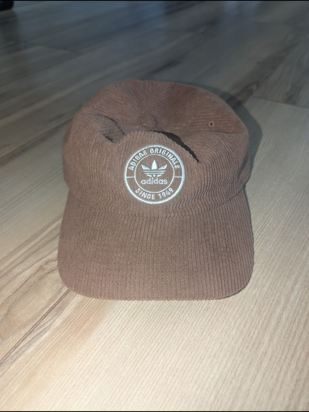 adidas Brown Corduroy Cap with White Trefoil Patch